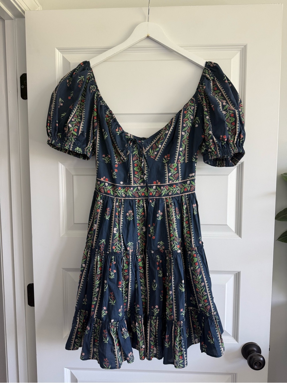 Pinch Floral Puff Sleeve Tiered Dress